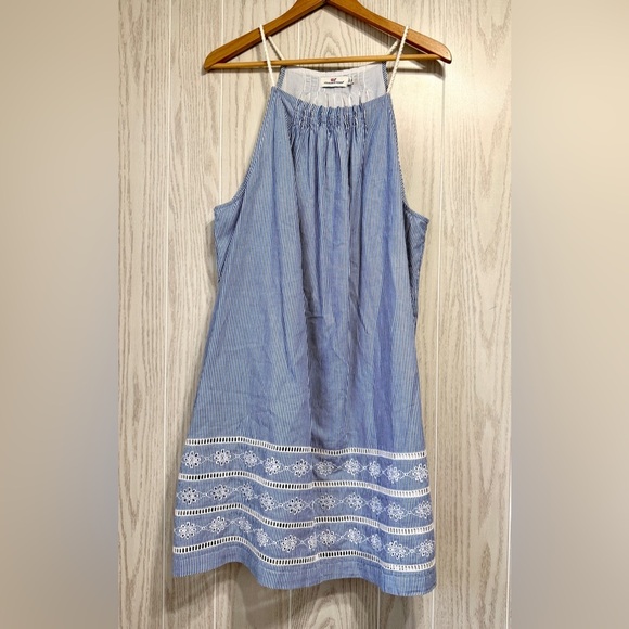 Vineyard Vines Sandbar Stripe Blue Embroidered Dress - Size XL LNC - Picture 5 of 6